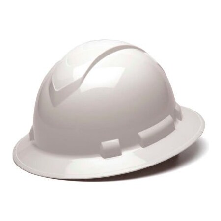 Pyramex Ridgeline Full Brim Hard Hat, White, 4-Point Ratchet Suspension - Pkg Qty 12 HP54110